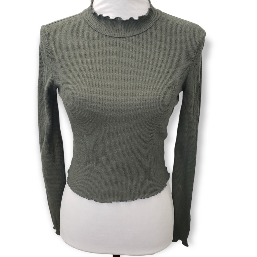 Me To We Long Sleeve Stand Collar Shirt Slim Fit Waffle Knit Mock turtleneck